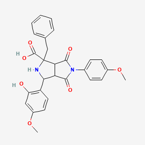 molecular formula C28H26N2O7 B11091700 1-Benzyl-3-(2-hydroxy-4-methoxyphenyl)-5-(4-methoxyphenyl)-4,6-dioxooctahydropyrrolo[3,4-c]pyrrole-1-carboxylic acid 