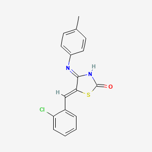 molecular formula C17H13ClN2OS B11091715 (4E,5Z)-5-(2-chlorobenzylidene)-4-[(4-methylphenyl)imino]-1,3-thiazolidin-2-one 