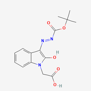 {(3E)-3-[2-(tert-butoxycarbonyl)hydrazinylidene]-2-oxo-2,3-dihydro-1H-indol-1-yl}acetic acid