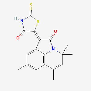 molecular formula C18H16N2O2S2 B11091756 4,4,6,8-tetramethyl-1-(4-oxo-2-thioxo-1,3-thiazolidin-5-ylidene)-4H-pyrrolo[3,2,1-ij]quinolin-2(1H)-one 