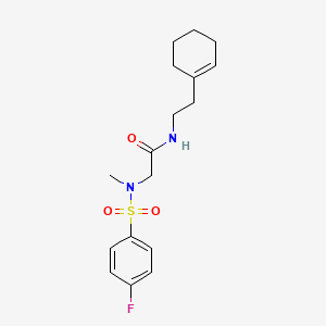 molecular formula C17H23FN2O3S B11091761 N-[2-(cyclohex-1-en-1-yl)ethyl]-2-(N-methyl4-fluorobenzenesulfonamido)acetamide 