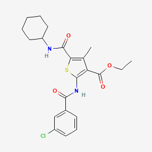 molecular formula C22H25ClN2O4S B11091775 Ethyl 2-{[(3-chlorophenyl)carbonyl]amino}-5-(cyclohexylcarbamoyl)-4-methylthiophene-3-carboxylate 