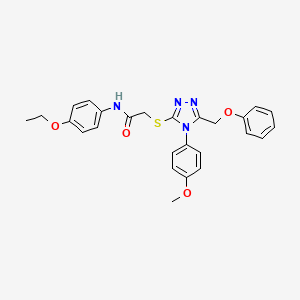 molecular formula C26H26N4O4S B11091786 N-(4-ethoxyphenyl)-2-{[4-(4-methoxyphenyl)-5-(phenoxymethyl)-4H-1,2,4-triazol-3-yl]sulfanyl}acetamide CAS No. 539808-61-2