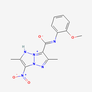 molecular formula C14H14N6O4 B11091799 N-(2-methoxyphenyl)-2,6-dimethyl-3-nitro-1H-triazolo[2,1-a]triazol-8-ium-7-carboximidate 