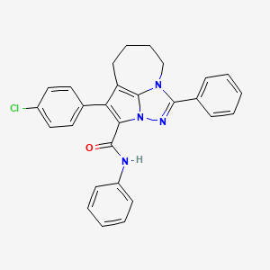 molecular formula C28H23ClN4O B11091813 4-(4-chlorophenyl)-N,1-diphenyl-5,6,7,8-tetrahydro-2,2a,8a-triazacyclopenta[cd]azulene-3-carboxamide 