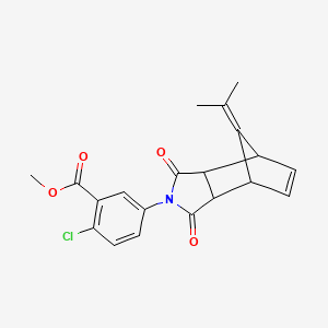 molecular formula C20H18ClNO4 B11091822 Methyl 2-chloro-5-[10-(1-methylethylidene)-3,5-dioxo-4-azatricyclo[5.2.1.0~2,6~]dec-8-en-4-yl]benzoate 