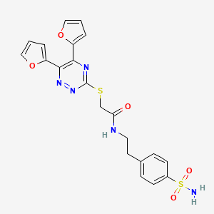 2-{[5,6-di(furan-2-yl)-1,2,4-triazin-3-yl]sulfanyl}-N-[2-(4-sulfamoylphenyl)ethyl]acetamide