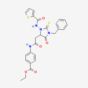 Ethyl 4-[({1-benzyl-5-oxo-3-[(thiophen-2-ylcarbonyl)amino]-2-thioxoimidazolidin-4-yl}acetyl)amino]benzoate