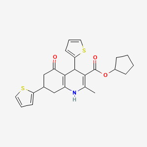 molecular formula C24H25NO3S2 B11091870 Cyclopentyl 2-methyl-5-oxo-4,7-di(thiophen-2-yl)-1,4,5,6,7,8-hexahydroquinoline-3-carboxylate 