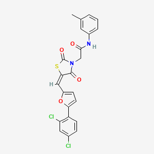 molecular formula C23H16Cl2N2O4S B11091936 2-[(5E)-5-{[5-(2,4-dichlorophenyl)furan-2-yl]methylidene}-2,4-dioxo-1,3-thiazolidin-3-yl]-N-(3-methylphenyl)acetamide 