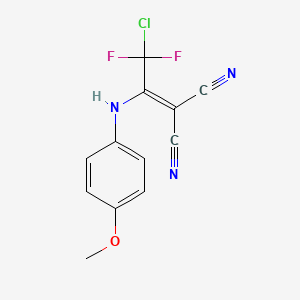 molecular formula C12H8ClF2N3O B11091955 2-[2-Chloro-2,2-difluoro-1-(4-methoxy-phenylamino)-ethylidene]-malononitrile 