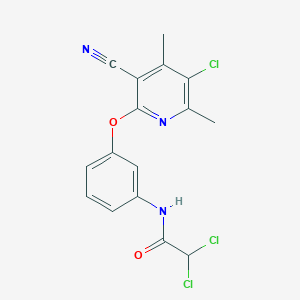 molecular formula C16H12Cl3N3O2 B11091965 2,2-dichloro-N-{3-[(5-chloro-3-cyano-4,6-dimethylpyridin-2-yl)oxy]phenyl}acetamide 