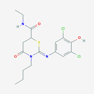 molecular formula C17H21Cl2N3O3S B11091969 (2Z)-3-butyl-2-[(3,5-dichloro-4-hydroxyphenyl)imino]-N-ethyl-4-oxo-1,3-thiazinane-6-carboxamide 