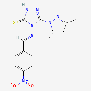 5-(3,5-dimethyl-1H-pyrazol-1-yl)-4-{[(E)-(4-nitrophenyl)methylidene]amino}-2,4-dihydro-3H-1,2,4-triazole-3-thione