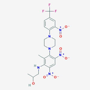 molecular formula C21H23F3N6O7 B11092007 1-[(2-Methyl-4,6-dinitro-3-{4-[2-nitro-4-(trifluoromethyl)phenyl]piperazin-1-yl}phenyl)amino]propan-2-ol 