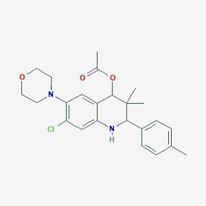 molecular formula C24H29ClN2O3 B11092047 7-Chloro-3,3-dimethyl-2-(4-methylphenyl)-6-(morpholin-4-yl)-1,2,3,4-tetrahydroquinolin-4-yl acetate 