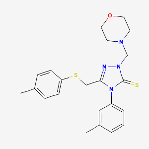 molecular formula C22H26N4OS2 B11092125 4-(3-Methylphenyl)-5-{[(4-methylphenyl)sulfanyl]methyl}-2-(morpholinomethyl)-2,4-dihydro-3H-1,2,4-triazole-3-thione 