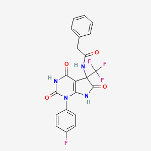 N-[1-(4-fluorophenyl)-2,4,6-trioxo-5-(trifluoromethyl)-2,3,4,5,6,7-hexahydro-1H-pyrrolo[2,3-d]pyrimidin-5-yl]-2-phenylacetamide