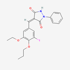 molecular formula C21H21IN2O4 B11092173 (4Z)-4-(3-ethoxy-5-iodo-4-propoxybenzylidene)-1-phenylpyrazolidine-3,5-dione 