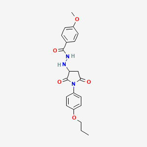 molecular formula C21H23N3O5 B11092187 N'-[2,5-dioxo-1-(4-propoxyphenyl)pyrrolidin-3-yl]-4-methoxybenzohydrazide 