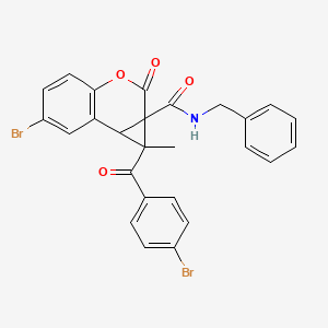 molecular formula C26H19Br2NO4 B11092210 N-benzyl-6-bromo-1-[(4-bromophenyl)carbonyl]-1-methyl-2-oxo-1,7b-dihydrocyclopropa[c]chromene-1a(2H)-carboxamide 