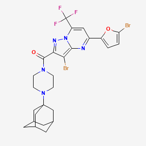 molecular formula C26H26Br2F3N5O2 B11092228 [4-(1-Adamantyl)piperazino][3-bromo-5-(5-bromo-2-furyl)-7-(trifluoromethyl)pyrazolo[1,5-A]pyrimidin-2-YL]methanone 