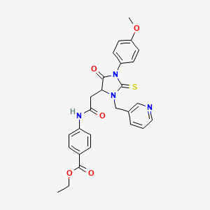 Ethyl 4-({[1-(4-methoxyphenyl)-5-oxo-3-(pyridin-3-ylmethyl)-2-thioxoimidazolidin-4-yl]acetyl}amino)benzoate