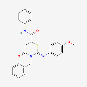 (2E)-3-benzyl-2-[(4-methoxyphenyl)imino]-4-oxo-N-phenyl-1,3-thiazinane-6-carboxamide