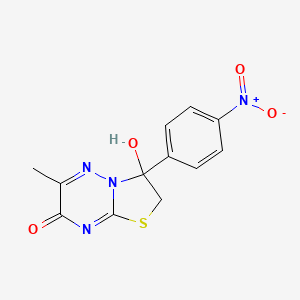 3-hydroxy-6-methyl-3-(4-nitrophenyl)-2,3-dihydro-7H-[1,3]thiazolo[3,2-b][1,2,4]triazin-7-one