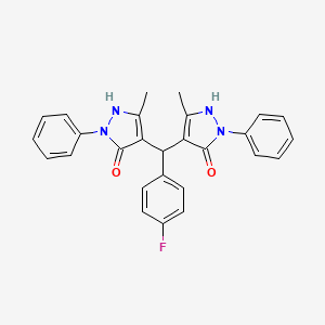 molecular formula C27H23FN4O2 B11092332 4,4'-[(4-fluorophenyl)methanediyl]bis(3-methyl-1-phenyl-1H-pyrazol-5-ol) 