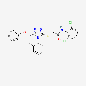 N-(2,6-dichlorophenyl)-2-{[4-(2,4-dimethylphenyl)-5-(phenoxymethyl)-4H-1,2,4-triazol-3-yl]sulfanyl}acetamide