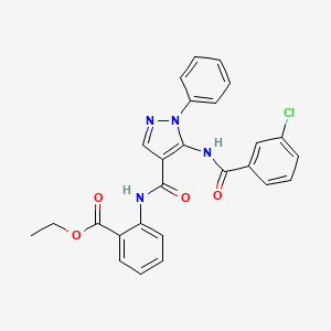 molecular formula C26H21ClN4O4 B11092377 ethyl 2-{[(5-{[(3-chlorophenyl)carbonyl]amino}-1-phenyl-1H-pyrazol-4-yl)carbonyl]amino}benzoate 