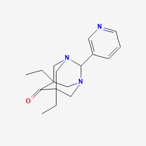 molecular formula C17H23N3O B11092379 5,7-Diethyl-2-pyridin-3-yl-1,3-diaza-tricyclo[3.3.1.1*3,7*]decan-6-one 