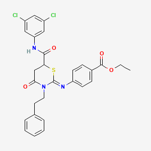 ethyl 4-{[(2Z)-6-[(3,5-dichlorophenyl)carbamoyl]-4-oxo-3-(2-phenylethyl)-1,3-thiazinan-2-ylidene]amino}benzoate