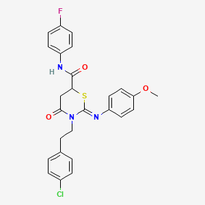 (2Z)-3-[2-(4-chlorophenyl)ethyl]-N-(4-fluorophenyl)-2-[(4-methoxyphenyl)imino]-4-oxo-1,3-thiazinane-6-carboxamide