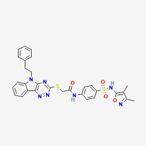 N-{4-[(3,4-dimethyl-1,2-oxazol-5-yl)sulfamoyl]phenyl}-2-{[5-(2-phenylethyl)-5H-[1,2,4]triazino[5,6-b]indol-3-yl]sulfanyl}acetamide