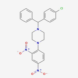 molecular formula C23H21ClN4O4 B11092447 1-[(4-Chlorophenyl)(phenyl)methyl]-4-(2,4-dinitrophenyl)piperazine 