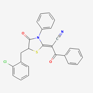 (2Z)-2-[5-(2-chlorobenzyl)-4-oxo-3-phenyl-1,3-thiazolidin-2-ylidene]-3-oxo-3-phenylpropanenitrile