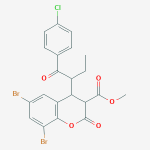 methyl 6,8-dibromo-4-[1-(4-chlorophenyl)-1-oxobutan-2-yl]-2-oxo-3,4-dihydro-2H-chromene-3-carboxylate