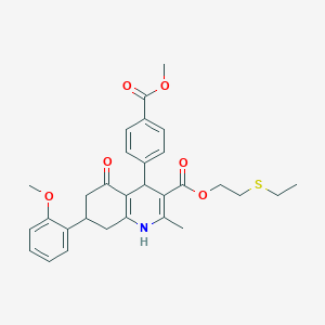 2-(Ethylsulfanyl)ethyl 4-[4-(methoxycarbonyl)phenyl]-7-(2-methoxyphenyl)-2-methyl-5-oxo-1,4,5,6,7,8-hexahydroquinoline-3-carboxylate