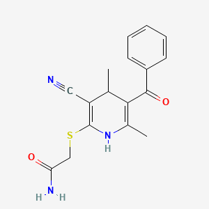 molecular formula C17H17N3O2S B11092590 2-{[3-Cyano-4,6-dimethyl-5-(phenylcarbonyl)-1,4-dihydropyridin-2-yl]sulfanyl}acetamide 