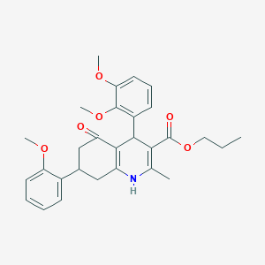 Propyl 4-(2,3-dimethoxyphenyl)-7-(2-methoxyphenyl)-2-methyl-5-oxo-1,4,5,6,7,8-hexahydroquinoline-3-carboxylate