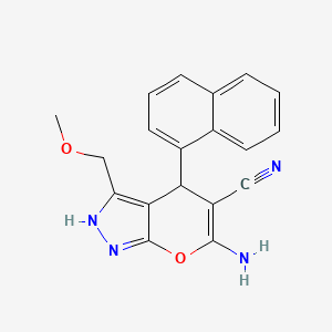 molecular formula C19H16N4O2 B11092630 6-Amino-3-(methoxymethyl)-4-(naphthalen-1-yl)-1,4-dihydropyrano[2,3-c]pyrazole-5-carbonitrile 