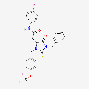 2-{1-benzyl-5-oxo-2-thioxo-3-[4-(trifluoromethoxy)benzyl]imidazolidin-4-yl}-N-(4-fluorophenyl)acetamide