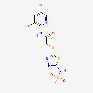 molecular formula C10H9Br2N5O3S3 B11092728 N-(3,5-dibromopyridin-2-yl)-2-({5-[(methylsulfonyl)amino]-1,3,4-thiadiazol-2-yl}sulfanyl)acetamide 