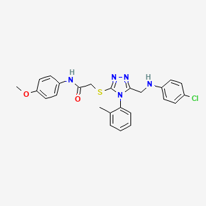 molecular formula C25H24ClN5O2S B11092770 2-{[5-{[(4-chlorophenyl)amino]methyl}-4-(2-methylphenyl)-4H-1,2,4-triazol-3-yl]sulfanyl}-N-(4-methoxyphenyl)acetamide 