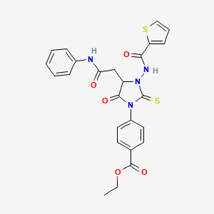 Ethyl 4-{5-oxo-4-[2-oxo-2-(phenylamino)ethyl]-3-[(thiophen-2-ylcarbonyl)amino]-2-thioxoimidazolidin-1-yl}benzoate