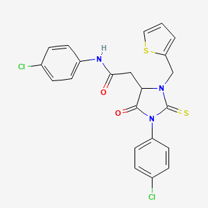 N-(4-chlorophenyl)-2-[1-(4-chlorophenyl)-5-oxo-3-(thiophen-2-ylmethyl)-2-thioxoimidazolidin-4-yl]acetamide