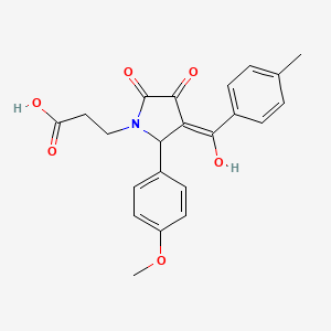 molecular formula C22H21NO6 B11092795 3-{3-hydroxy-5-(4-methoxyphenyl)-4-[(4-methylphenyl)carbonyl]-2-oxo-2,5-dihydro-1H-pyrrol-1-yl}propanoic acid 