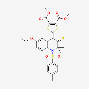 dimethyl 2-{6-ethoxy-2,2-dimethyl-1-[(4-methylphenyl)sulfonyl]-3-thioxo-2,3-dihydroquinolin-4(1H)-ylidene}-1,3-dithiole-4,5-dicarboxylate